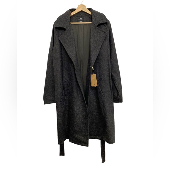 NWT A.P.C Bakerstreet Wool Belted Jacket Coat Dark Gray Size S - Picture 11 of 16
